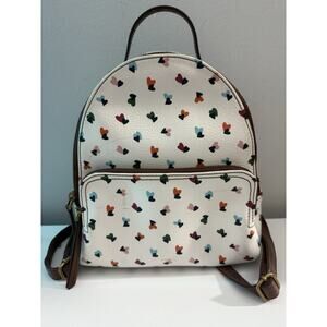 Fossil White Brown Mini Backpack Bag Purse Hearts Multi-Color
